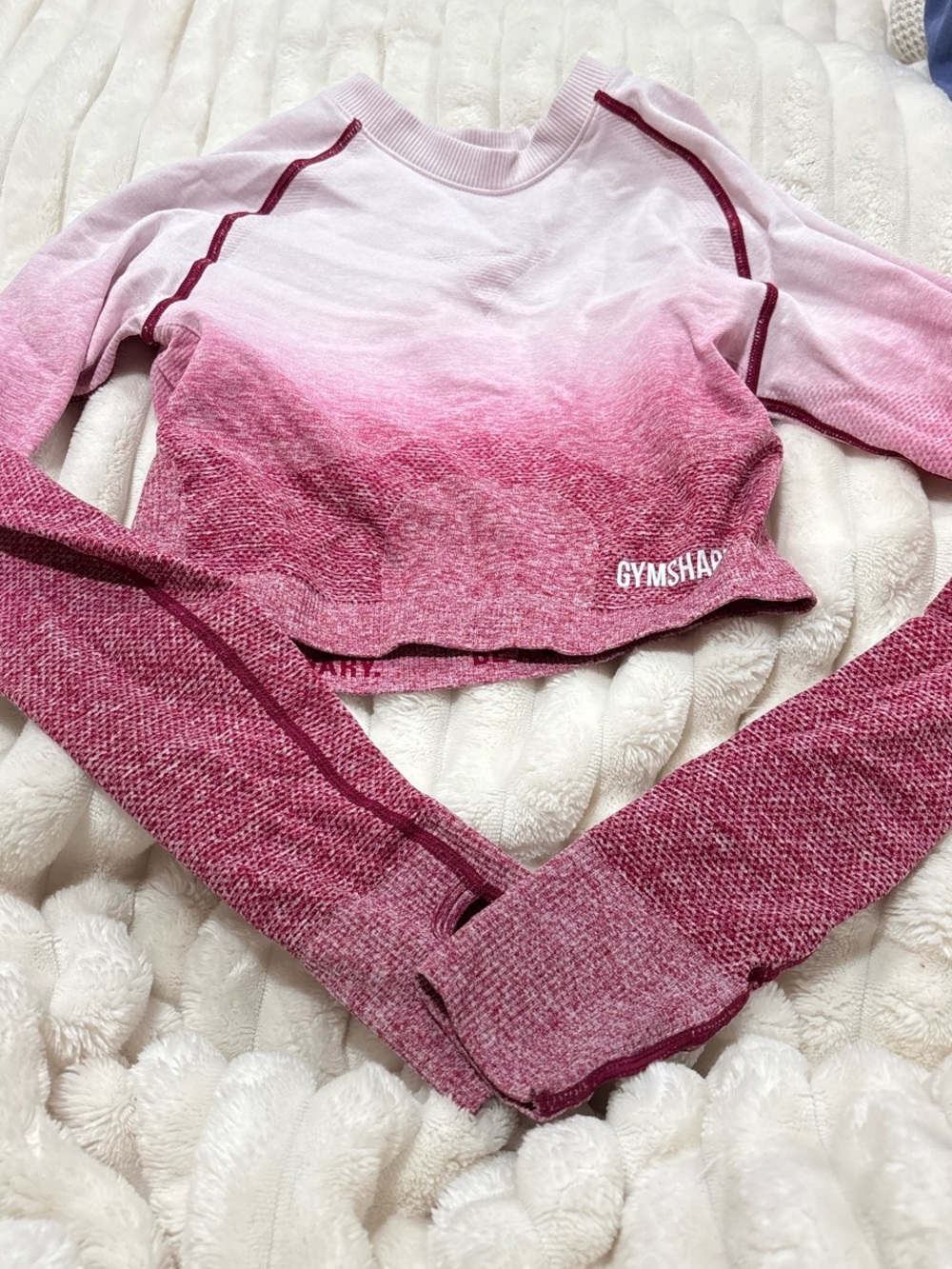 Gymshark Pink Ombre Seamless Cropped Crew Sweater